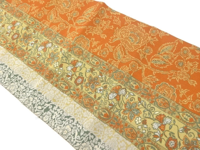 JAPANESE NAGOYA OBI / WOVEN FLOWER ARABESQUE